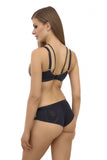 Sensual Black Soft Bra with Decorative Straps and Bow