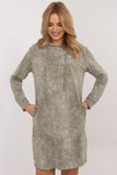 Chic Marble Print Sweatshirt Dress with Hood and Pockets