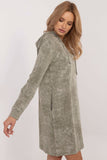 Chic Marble Print Sweatshirt Dress with Hood and Pockets