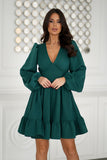 Chic Long Sleeve Flared Dress with Ruffle Hem