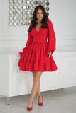 Chic Long Sleeve Flared Dress with Ruffled Hem