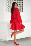 Chic Long Sleeve Flared Dress with Ruffled Hem