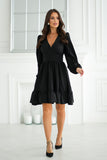 Elegant Ruffled Dress with Long Sleeves and Chic Details