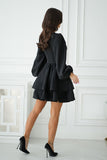 Elegant Ruffled Dress with Long Sleeves and Chic Details
