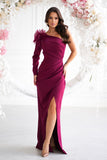 Elegant Fitted Dress with Floral Shoulder Accent