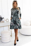 Chic Olive-Black-Beige Trapeze Dress with Pockets & Belt
