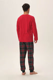 Cozy Men's Cotton Pajama Set with Festive Plaid Design