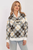 Chic Women's Check Pattern Casual Zip Sweatshirt