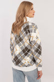 Chic Women's Check Pattern Casual Zip Sweatshirt
