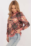 Chic Women's Check Pattern Casual Sweatshirt with Zip Collar