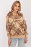 Chic Women's Check Pattern Casual Sweatshirt with Zipper