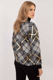 Chic Women's Zip Collar Sweatshirt with Check Pattern