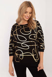 Chic Women's Blouse with Elegant Print and Zircon Accents