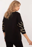 Chic Women's Blouse with Elegant Print and Zircon Accents