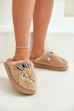 Charming Women's Cozy Fur Slippers with Bow and Patches