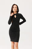 Elegant Mini Dress with Diamond Detailing and Cutout Neckline