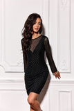 Elegant Checkered Dress with Glitter and Delicate Sleeves