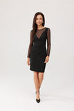 Elegant Checkered Dress with Glitter and Delicate Sleeves