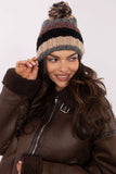 Vibrant Striped Winter Beanie with Fluffy Pom-Pom