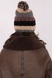 Vibrant Striped Winter Beanie with Fluffy Pom-Pom