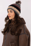 Vibrant Striped Winter Beanie with Fluffy Pom-Pom