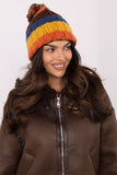 Colorful Striped Winter Beanie with Fluffy Pom-Pom