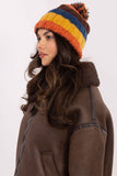 Colorful Striped Winter Beanie with Fluffy Pom-Pom