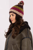 Colorful Striped Winter Beanie with Fluffy Pom-Pom