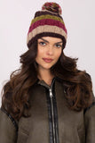 Colorful Striped Winter Beanie with Fluffy Pom-Pom