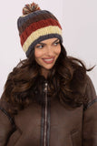 Charming Striped Winter Beanie with Fluffy Pom-Pom