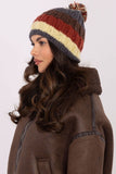 Charming Striped Winter Beanie with Fluffy Pom-Pom