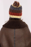 Charming Striped Winter Beanie with Fluffy Pom-Pom