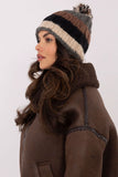 Colorful Striped Winter Beanie with Fluffy Pom-Pom