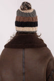 Colorful Striped Winter Beanie with Fluffy Pom-Pom