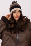 Colorful Striped Winter Beanie with Fluffy Pom-Pom