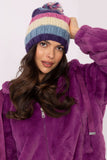 Colorful Striped Winter Beanie with Fluffy Pom-Pom
