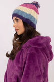 Colorful Striped Winter Beanie with Fluffy Pom-Pom
