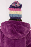 Colorful Striped Winter Beanie with Fluffy Pom-Pom