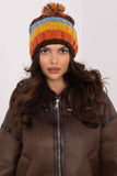 Colorful Striped Winter Beanie with Fluffy Pom-Pom