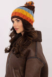 Colorful Striped Winter Beanie with Fluffy Pom-Pom