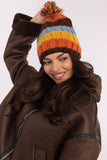 Colorful Striped Winter Beanie with Fluffy Pom-Pom