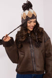 Trendy Earflap Beanie with Geometric Pattern & Pom-Pom