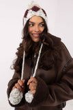 Chic Geometric Ear Hat with Fluffy Pom-Pom for Winter Style