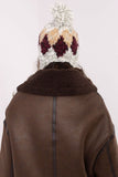 Chic Geometric Ear Hat with Fluffy Pom-Pom for Winter Style