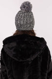 Chic Women's Beanie with Zircon Accents & Fluffy Pom-Pom