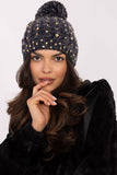 Chic Women's Beanie with Pom-Pom and Zircon Accents