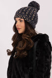 Chic Women's Beanie with Pom-Pom and Zircon Accents