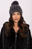 Chic Women's Beanie with Pom-Pom and Zircon Accents