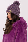 Chic Women's Beanie with Pom-Pom & Subtle Zircon Accents