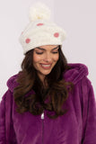 Chic Winter Beanie with Fluffy Pom-Pom and Dotted Design